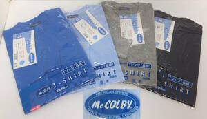 【よろづ屋】未使用：McCOLBY 長袖Tシャツ ロンT メンズ 4枚セット 青・水色・灰色・紺 Sサイズ 綿100% 抗菌防臭加工 日本製(M0526)