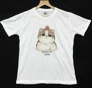 【送料無料】 新品 半袖Tシャツ かわいい ねこ 猫 ネコ アニマル 白 メンズS レディースM 男女兼用■TB497