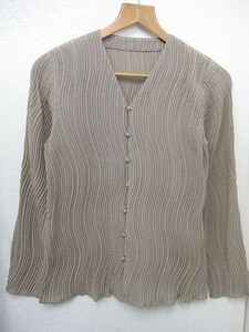 [ unused ] Jurgen Lehl silk silk . shirt blouse pleat design gray juM size #L27543SSA24-231205-10