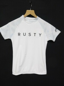 【送料無料】【新品】ラスティ RUSTY ラッシュガードTシャツ 半袖 レディース UV 白 ホワイト Lサイズ ■管理番号L18922SSA18-180604-6-48