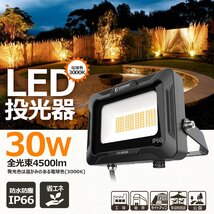 GOODGOODS LED投光器 30W 4500lm 照明 防水 耐熱 新仕様ステー 放熱 作業灯 アース線 通気弁 集合住宅 マンション 階段 倉庫_画像1