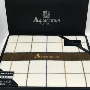 【未使用 保管品】Aquascutum アクアスキュータム 綿毛布 140x200cm 綿100％ 洗濯OK 日本製 A