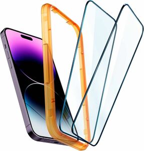 Spigen AlignMaster 全面保護 ガラスフィルム iPhone 14 Pro Max 用 ガイド枠付き 2枚入 