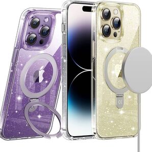 iPhone 14 Pro Max ケース Magsafe対応 クリアラメ Magsafe搭載の新型スタンドケース