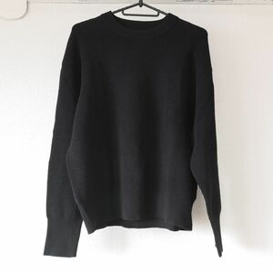 無印良品 型崩れしにくい糸で編んだクルーネックセーター Mサイズ 黒 ブラック