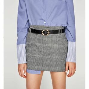 ZARA グレンチェック ミニスカート ロングブーツ ザラ