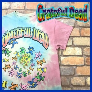 ME10-401★海外オフィシャル★好配色【GRATEFUL DEAD】サークルベア パステルカラー バンド Tシャツ【メンズ M】半袖 タイダイ ロック