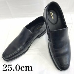 中古 ｃｌａｒｋｓ クラークス スリッポン ビジネスシューズ ローファー レザー メンズ 紳士靴 ブラック ２５．０ｃｍ 靴/248