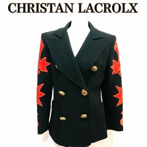 ＣＨＲＩＳＴＡＮ ＬＡＣＲＯＬＸ フランス製 金ボタン 婦人 クリスチャンラクロワ テラードジャケット ベルベット 赤 黒 洋品婦/269