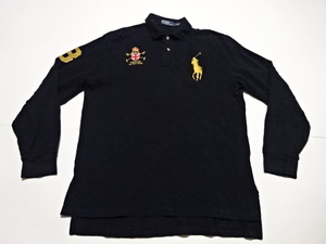 ●Polo by Ralph Lauren ポロ ラルフローレン 長袖ポロシャツ L 黒 ビックポニー ビックポロ●1210●