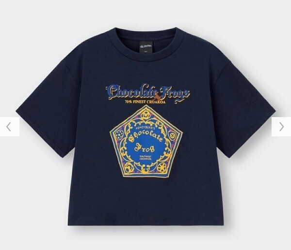 Lサイズ 新品 ハリーポッター ハニーデュークス 蛙チョコレート GU コラボ グラフィックTシャツ 半袖 ネイビー 紺 本体綿100 送料無料
