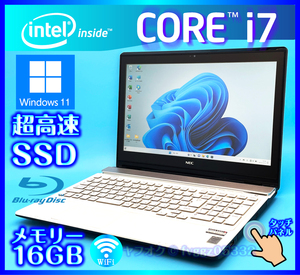 NEC ホワイト タッチパネル フルHD液晶【SSD新品 1000GB+HDD1000GB+大容量メモリー 16GB】Core i7 5500U Windows 11 Office2021 NS750/A