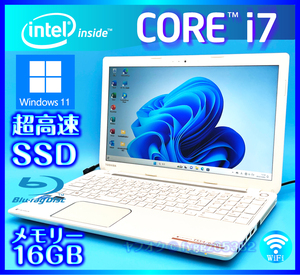 東芝 Core i7 4700MQ ホワイト【超速SSD新品1TB(1000GB)+HDD1000GB メモリー 16GB】Windows11 dynabook Office2021 Webカメラ T554/67KW