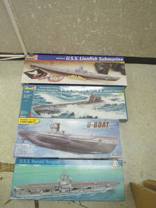 3000) 未組立 Revell イタレリ 童友社 1/180 1/144 1/720 1/150 U.S.S. Lionfish Submarine/Deutsches U-Boot/Ronald Reagan 他 4個セット