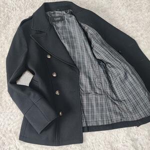 希少 L バーバリーブラックレーベル BURBERRY BLACKLABEL ピーコート コート ナポレオン ジャケット アウターホース 銀ボタン ノバチェック