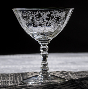 1940年代 フォストリア クリスタル チンツ エッチング シャンパン カクテルグラス バーグラス 酒 ビンテージ アンティーク