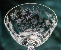 1940年代 フォストリア クリスタル チンツ エッチング シャンパン カクテルグラス 酒 バーグラス ビンテージ アンティーク パーティー_画像2