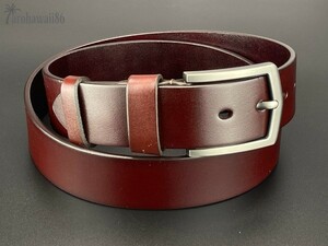 arohawaii86◆HB-942A 本革.ブラウン 肉厚上質【Sharp Design Buckle】 太レザーベルト 新品☆1スタ☆１円スタート☆