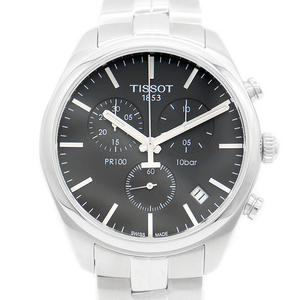 電池交換済 TISSOT ティソ PR100 クロノグラフ T101 417 11 051 00 デイト 100m防水 黒 ブラック メンズ クォーツ