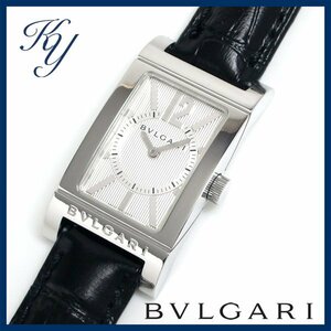 1円～ 3ヶ月保証付き 磨き済み 美品 本物 定番 人気 BVLGARI ブルガリ レッタンゴロ RT39S 革ベルト レディース 時計