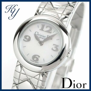 1円～ 3ヶ月保証付き 磨き済み 美品 本物 人気 Christian Dior クリスチャン ディオール D84-100 ラウンド シェル レディース 時計