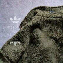 新品 正規品 adidas originals アディダス オリジナルス ビッグトレフォイル ボア ジャケット カーキ オリーブ 黒 ブラック 厚手 2XO 3XL_画像6