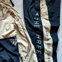 新品 正規品 adidas アディダス THREE STRIPES 上下セット セットアップ ナイロン ジャージ 黒 ブラック ベージュ L_画像4