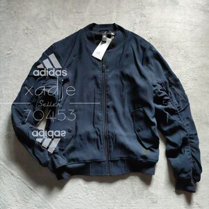 新品 正規品 adidas アディダス ウィンドジャケット MA1 ボンバージャケット 紺 ネイビー 裏地フリース 2XL