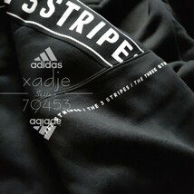 新品 正規品 adidas アディダス THREE STRIPES 上下セット セットアップ パーカー スウェットパンツ 黒 ブラック 白 ホワイト 裏起毛 M_画像4