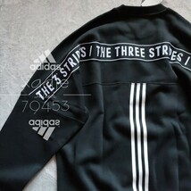 新品 正規品 adidas アディダス THREE STRIPES 上下セット セットアップ トレーナー スウェットパンツ 黒 ブラック 白 ホワイト 裏起毛 2XL_画像2