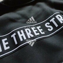 新品 正規品 adidas アディダス THREE STRIPES 上下セット セットアップ トレーナー スウェットパンツ 黒 ブラック 白 ホワイト 裏起毛 2XL_画像3