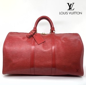 【新品同様】LOUIS VUITTON ルイヴィトン エピ キーポル50 カスティリアンレッド ボストンバッグ バッグ M42967 レザー 赤 A4可