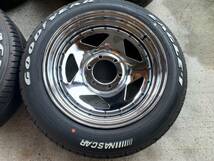 ★ 深リム 200系 ハイエース ゼロハウス CRAZY T-1 メッキ ホイール ＆ GOODYEAR NASCAR ホワイトレタータイヤ /検 MTS ESSEX 415 COBRA_画像3