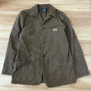 Dickies ディッキーズ ロゴワッペン付き デニムジャケット 薄手コート　ブラウン　サイズL ワークジャケット