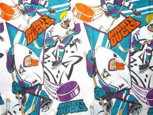 ＠美品 マイティダック Disney MIGHTY DUCKS ポリ&コットン フラットシーツ アメリカ古着 飛べないアヒル