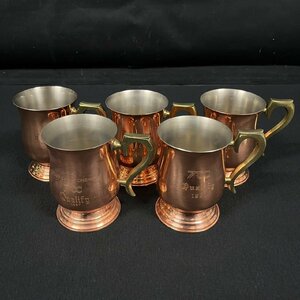 COPPER100 HOME WARE マグカップ 5点セット 銅製 コーヒーカップ ビールカップ　120110w/T17（80）