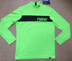 即決新品 New Balance GOLF メンズ長袖裏起毛モックネックシャツ 蛍光グリーン 6サイズ XLサイズ相当 ニューバランス ゴルフ