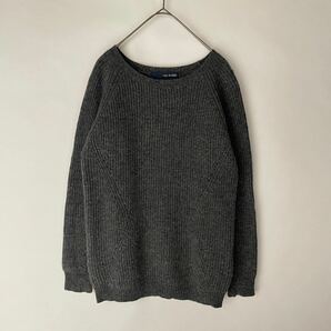 SLOBE IENA スローブイエナ 美品 ニット セーター クルーネック プルオーバー ウール 畦編み ラグランスリーブ ダークグレー size FREE