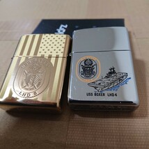 ZIPPO ジッポー ジッポ オイルライター アメリカ海軍 ミリタリー 強襲揚陸艦 戦艦 軍艦 U.S.S. 未使用 二個セット _画像1