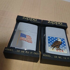 ZIPPO ジッポー ジッポ オイルライター アメリカ USA 星条旗 白頭鷲 未使用 二個セット ヴィンテージ ビンテージ アンティーク 