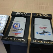 ZIPPO ジッポー ジッポ オイルライター アメリカ海軍 ミリタリー U.S.S. 駆逐艦 原子力潜水艦 揚陸艦 戦艦 巡洋艦 戦艦 未使用 三個セット_画像2