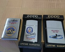 ZIPPO ジッポー ジッポ オイルライター アメリカ海軍 ミリタリー U.S.S. 駆逐艦 原子力潜水艦 揚陸艦 戦艦 巡洋艦 戦艦 未使用 三個セット_画像1