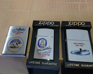 ZIPPO ジッポー ジッポ オイルライター アメリカ海軍 ミリタリー U.S.S. 駆逐艦 原子力潜水艦 揚陸艦 戦艦 巡洋艦 戦艦 未使用 三個セット