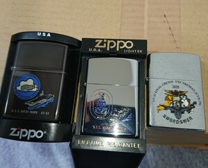 ZIPPO ジッポー ジッポ オイルライター アメリカ海軍 ミリタリー U.S.S. 空母 補給艦 戦艦 駆逐艦 三個セット 未使用 