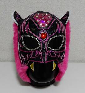 スターライト・キッド　黒　黒縁　ピンク毛　ハイグレード・セミプロ　新品　スターダム　女子プロレス　プロレスマスク