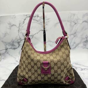 ●【売り切り】美品！GUCCI グッチ GGキャンバス ワンショルダーバッグ 130738-002214アビーライン キャンバス×レザー レディース