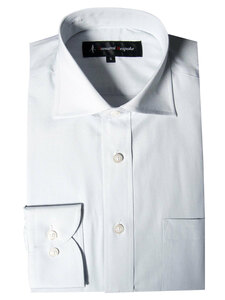 iss-203-3-Sサイズ 長袖 シャツ 簡単ケア セミワイドカラー ワイシャツ グレー ストライプ メンズ ビジネス
