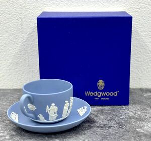 WEDGWOOD ウェッジウッド ジャスパー ターコイズ カップ＆ソーサー アンティーク ■兵庫県姫路市から c2 23-906