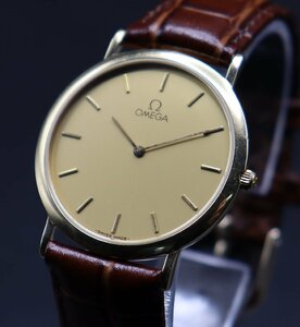 OMEGA De Ville オメガ デビル Ref.195 0075.2 cal.1378 クォーツ ゴールドカラー スイス製 新品革ベルト アンティーク メンズ腕時計