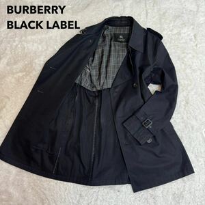 1円BURBERRY BLACK LABEL バーバリーブラックレーベル スプリング トレンチコート ブラック サイズL